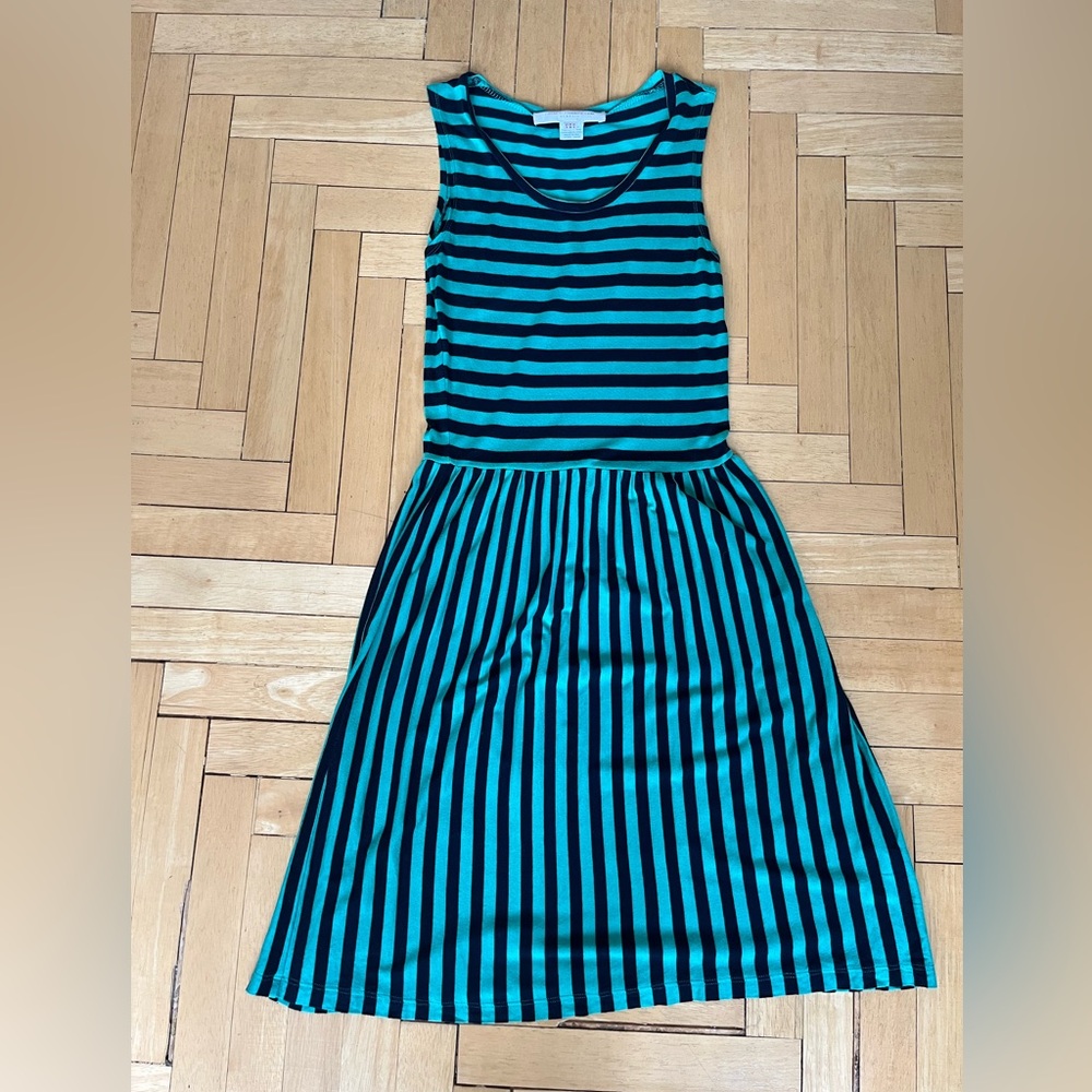 French Connection Green and Navy Striped dress sz 2